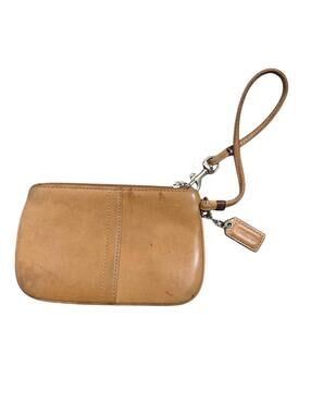 Vintage Coach Tan Leather Wristlet – Small Pouch
